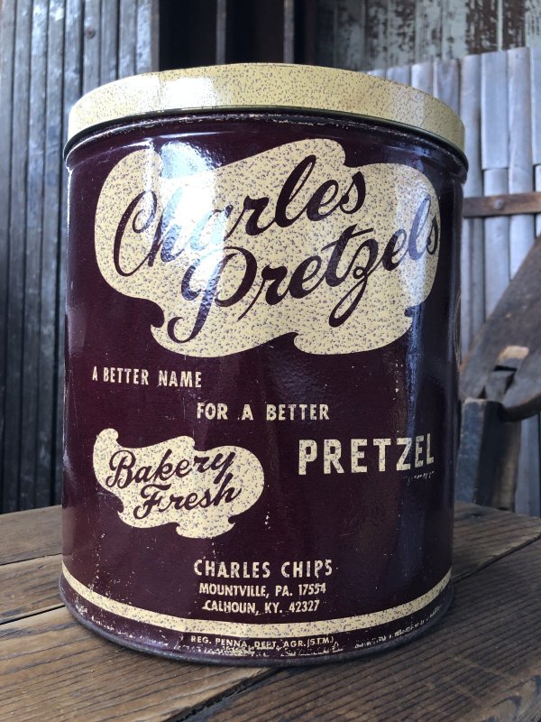 画像8: Vintage Charles Chips Advertising Pretzels Tin Can (A392)