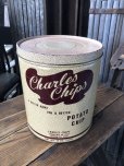 画像1: Vintage Charles Chips Advertising Potato Chip Tin Can (A393) (1)