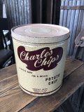 Vintage Charles Chips Advertising Potato Chip Tin Can (A393)