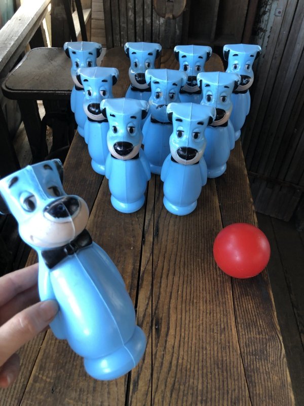 画像13: 60s Hanna-Barbera Huckleberry Hound Bowling Pins Plastic Blow Mold Figures (A429) 
