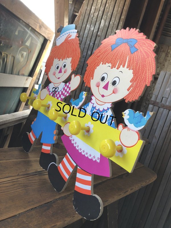 画像2: 70s Vintage Raggedy Ann and Andy Wall Hanging Coat/ Hat Rack Kids Decor (A430)  