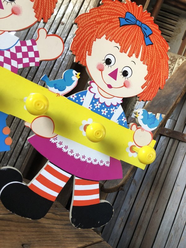画像9: 70s Vintage Raggedy Ann and Andy Wall Hanging Coat/ Hat Rack Kids Decor (A430)  