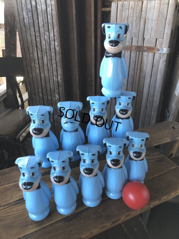 画像1: 60s Hanna-Barbera Huckleberry Hound Bowling Pins Plastic Blow Mold Figures (A429) 