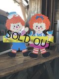 70s Vintage Raggedy Ann and Andy Wall Hanging Coat/ Hat Rack Kids Decor (A430)  