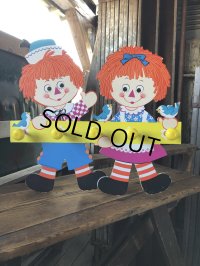 70s Vintage Raggedy Ann and Andy Wall Hanging Coat/ Hat Rack Kids Decor (A430)  