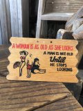 Vintage Funny Postcard Wooden Plaque A WOMAN IS... (A446)  