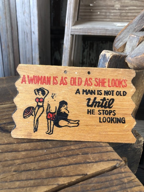 画像1: Vintage Funny Postcard Wooden Plaque A WOMAN IS... (A446)  
