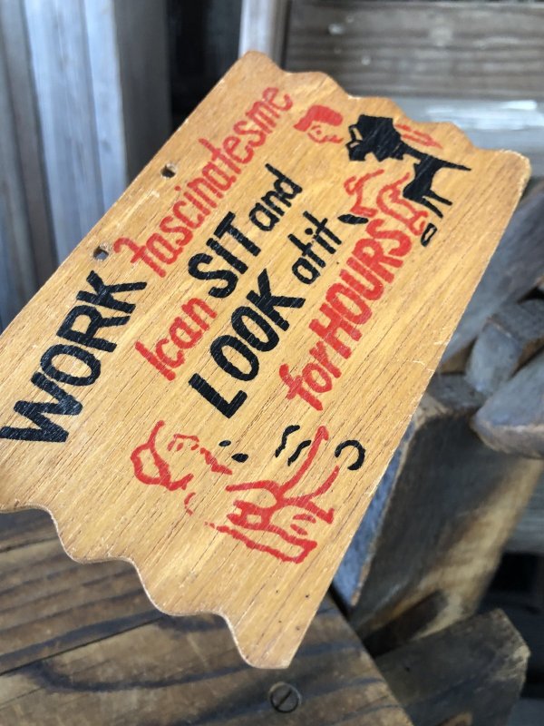 画像2: Vintage Funny Postcard Wooden Plaque WORK... (A447)  