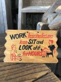 Vintage Funny Postcard Wooden Plaque WORK... (A447)  