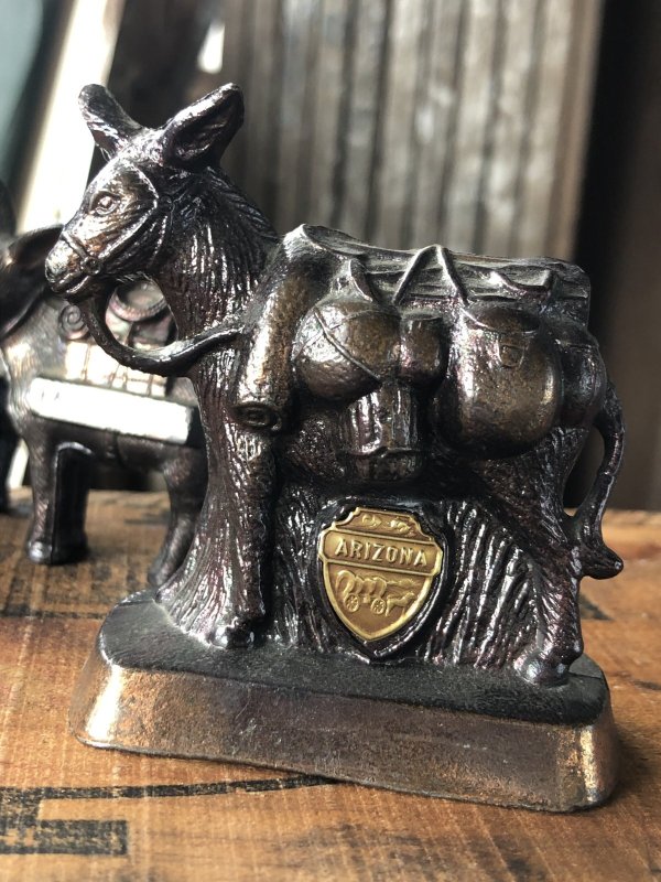画像4: Vintage Japan Cast Metal Souvenir Donkey SET (A470)  