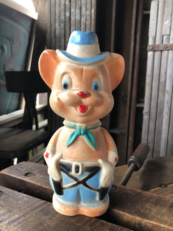 画像1: 60s Vintage Sheriff’s Deputy Bear Rubber Vinyl Squeaky Toy (A473)