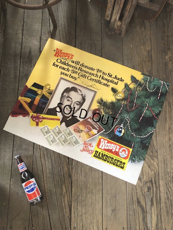 画像1: 70s Vintage Wendys Advertising Cardboard Store Display Sign (A507)  