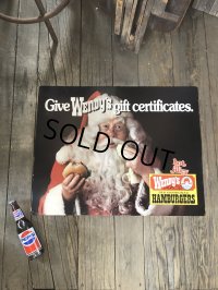 70s Vintage Wendys Advertising Cardboard Store Display Sign (A508)  