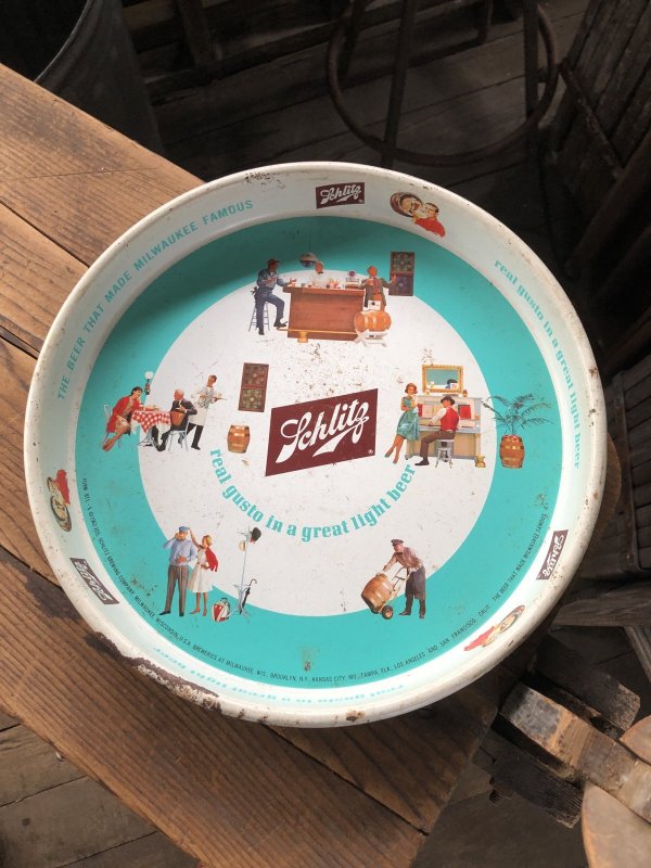 画像1: 60s Vintage Schlitz Beer Metal Tray (A512)