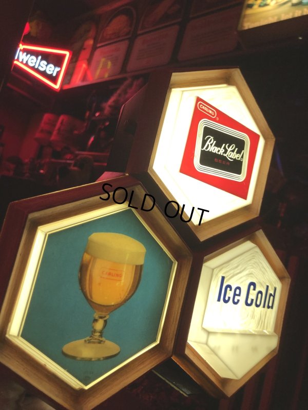 画像21: 60s Vintage CARLING Black Label Beer Ice Cold Counter Top Store Display Light Sign (A517) 