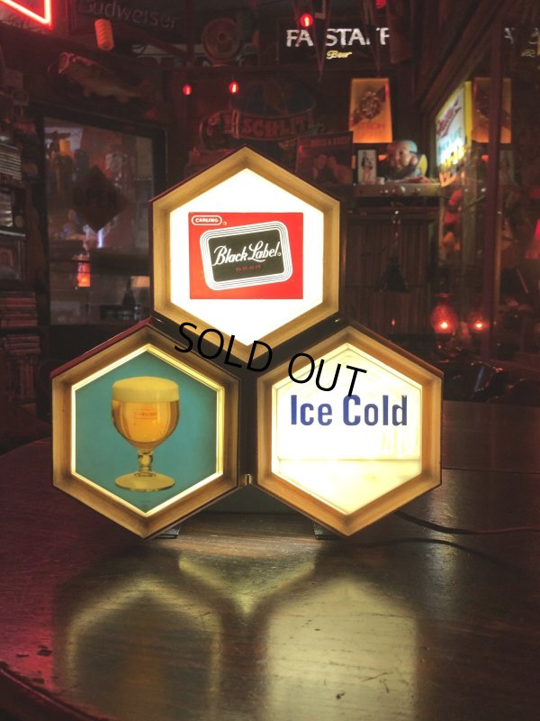 画像14: 60s Vintage CARLING Black Label Beer Ice Cold Counter Top Store Display Light Sign (A517) 