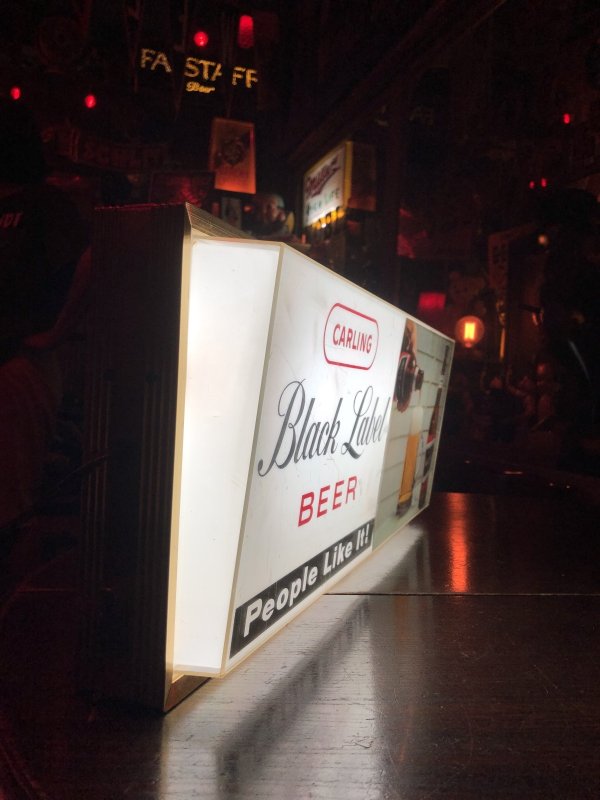 画像29: 60s Vintage CARLING Black Label Beer People Like It! Store Display Light Sign (A518) 