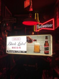 60s Vintage CARLING Black Label Beer People Like It! Store Display Light Sign (A518) 