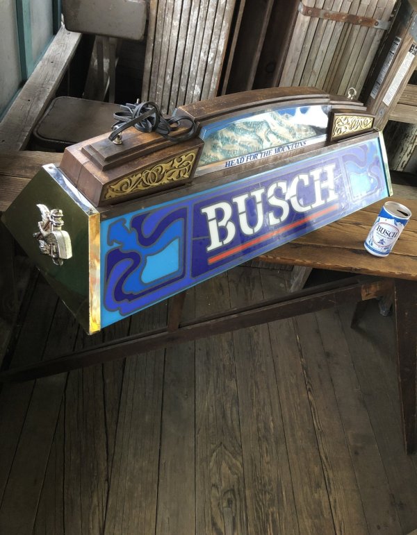 画像50: 80s Advertising Anheuser-Busch BUSCH Beer Billiard Pool Table Light Head for the Mountains (A535)