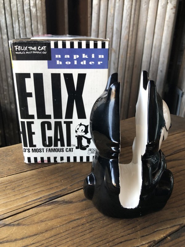 画像4: 90s Vintage Felix The Cat Ceramic Napkin Holder w/box (A567)
