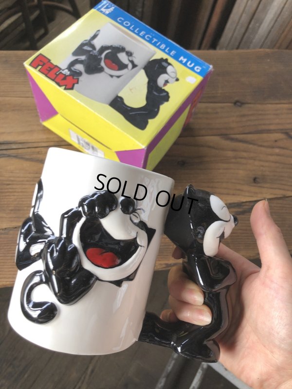 画像10: 90s Vintage Felix The Cat Ceramic 3D Mug Cup w/box (A568)