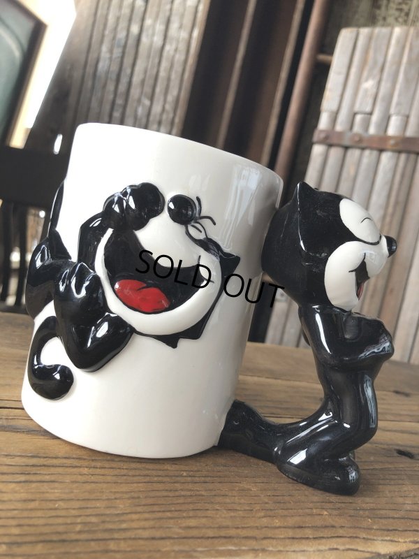 画像6: 90s Vintage Felix The Cat Ceramic 3D Mug Cup w/box (A568)