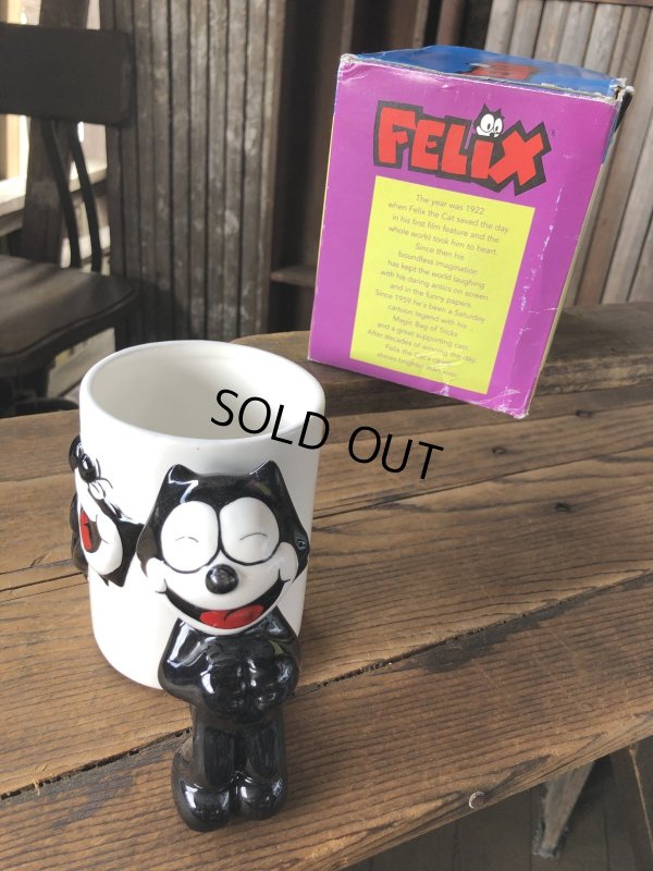 画像2: 90s Vintage Felix The Cat Ceramic 3D Mug Cup w/box (A568)
