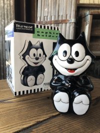 90s Vintage Felix The Cat Ceramic Napkin Holder w/box (A567)