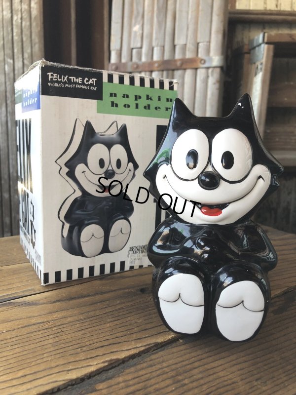 画像1: 90s Vintage Felix The Cat Ceramic Napkin Holder w/box (A567)