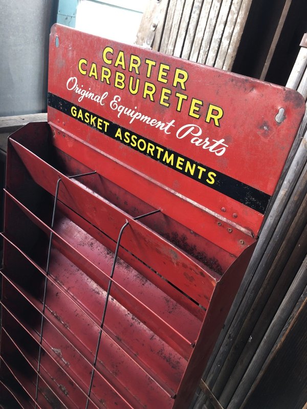 画像18: 40s Vintage Carter Carburetor Genuine Parts Hanging Store Display Cabinet Rack (A579) 