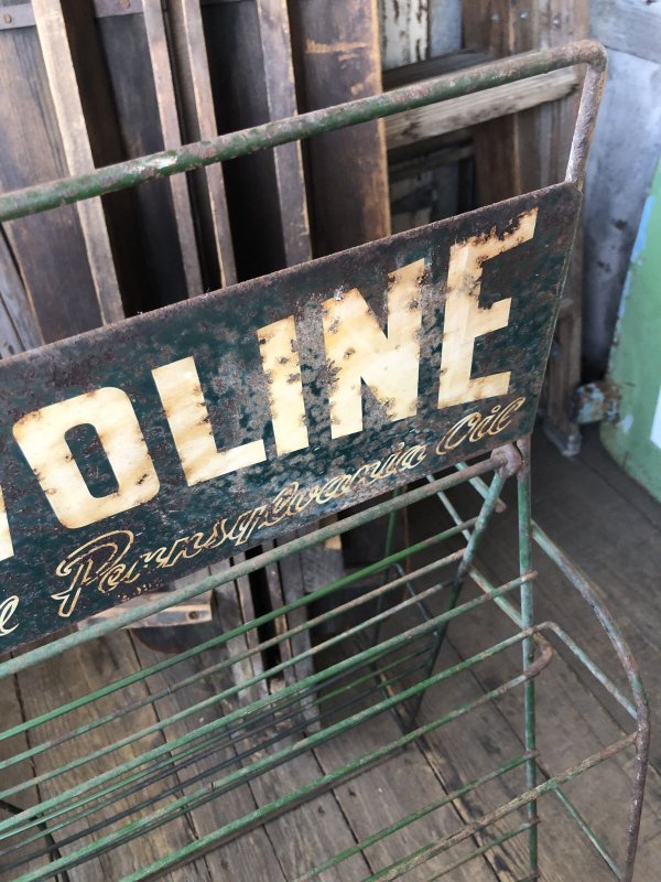 画像14: 40s Vintage Valvoline Motor Oil Can Store Display Rack HTF!! (A627) 