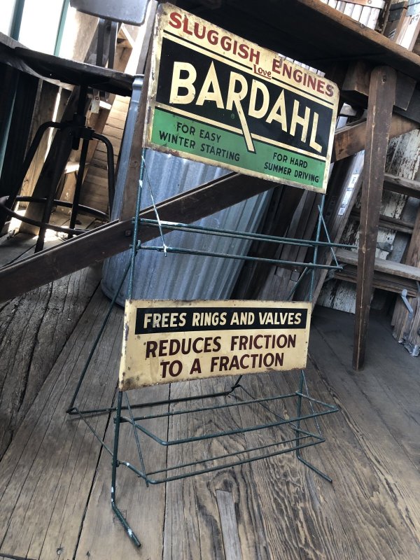 画像7: RARE! 40s Vintage BARDAHL Motor Oil Additive Can Store Display Rack HTF!! (A628) 
