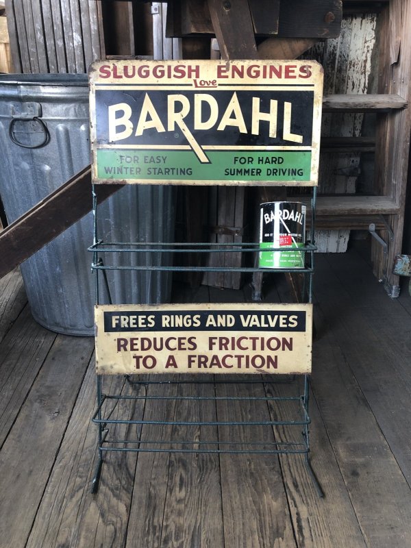 画像2: RARE! 40s Vintage BARDAHL Motor Oil Additive Can Store Display Rack HTF!! (A628) 