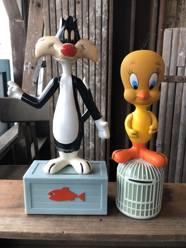 画像1: 60s〜 Vintage R.Dakin Tweety and Sylvester Figure Set w/Bank (A634)