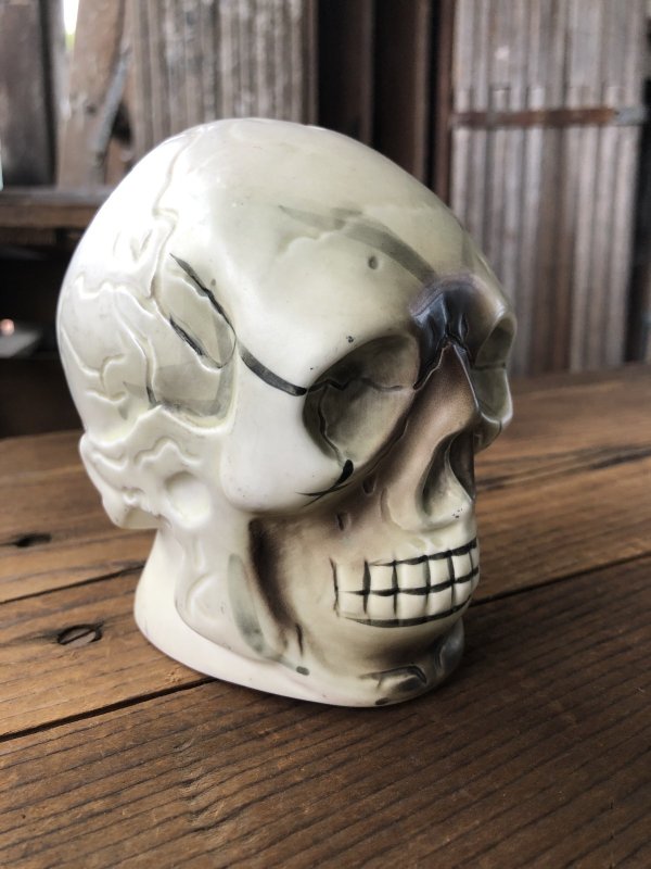 画像2: Vintage Japan Skull Ceramic Coin Bank (A675)