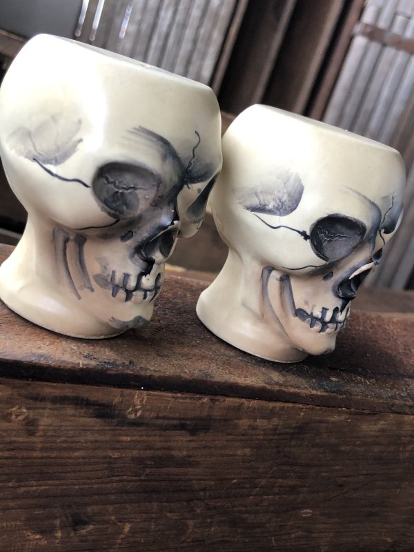 画像9: Vintage Skull Ceramic Salt/Pepper Mugs Japan (A676)
