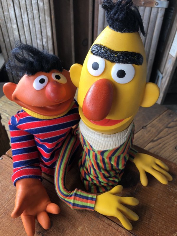 画像5: 70s Vintage Sesame Street Hand Puppet Doll Ernie Bert Set (A705) 
