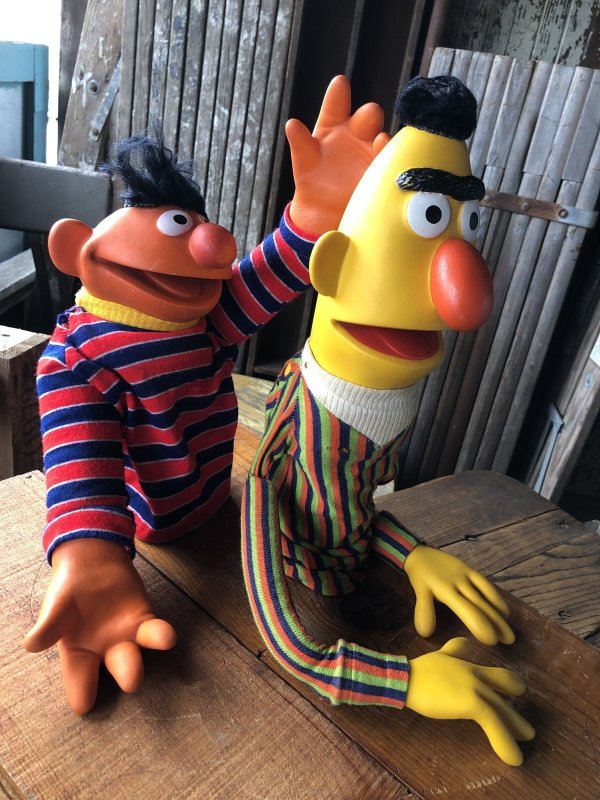 画像4: 70s Vintage Sesame Street Hand Puppet Doll Ernie Bert Set (A705) 