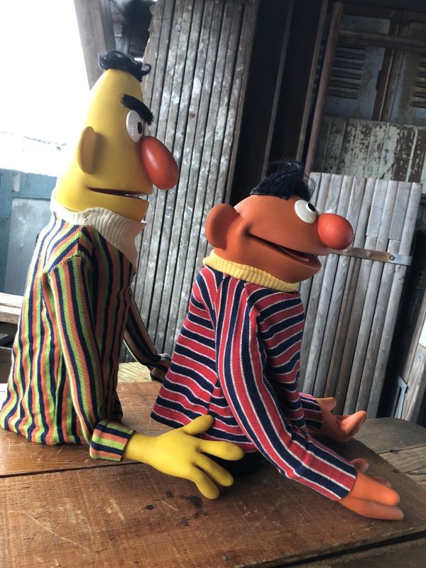 画像2: 70s Vintage Sesame Street Hand Puppet Doll Ernie Bert 1st Ver. Set (A704) 