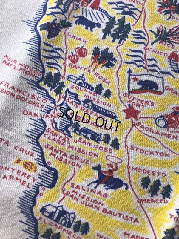 画像5: Vintage California Map Souvenir Tablecloth (A720)