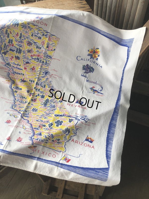 画像3: Vintage California Map Souvenir Tablecloth (A720)