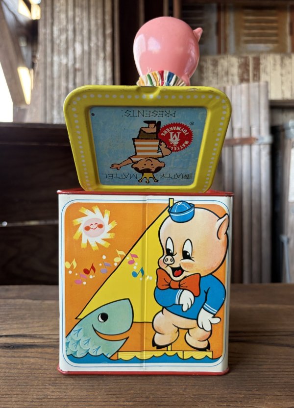 画像3: 60s Vintage Mattel Porky Pig Music Box Jack in the Box (A842)