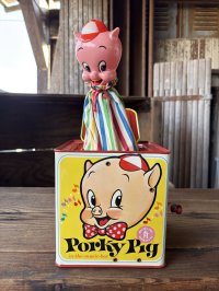 60s Vintage Mattel Porky Pig Music Box Jack in the Box (A842)