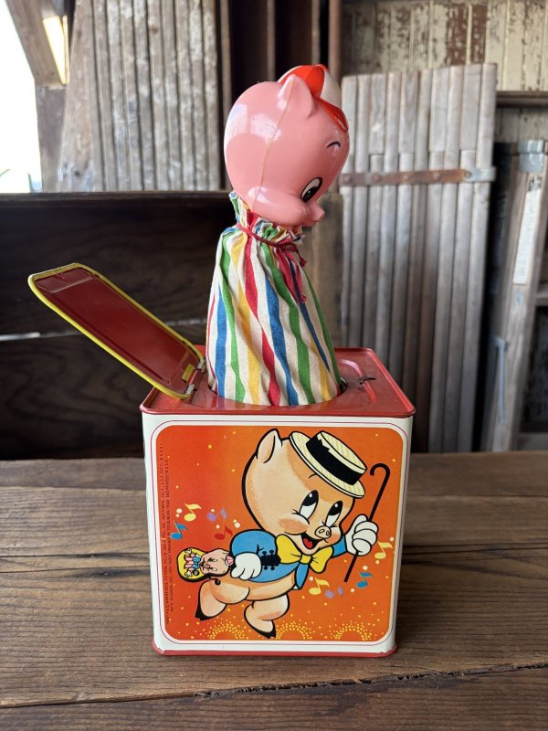 画像4: 60s Vintage Mattel Porky Pig Music Box Jack in the Box (A842)