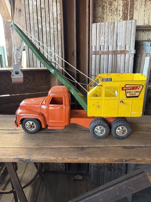 画像1: 50s Vintage Buddy L Mobile Power Digger Crane Truck (A843)