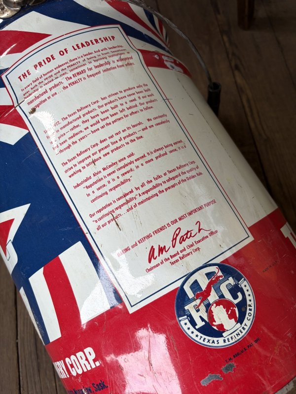 画像13: Vintage TRC TEXAS REFINERY CORP 7 Gallon Oil Can (A853)