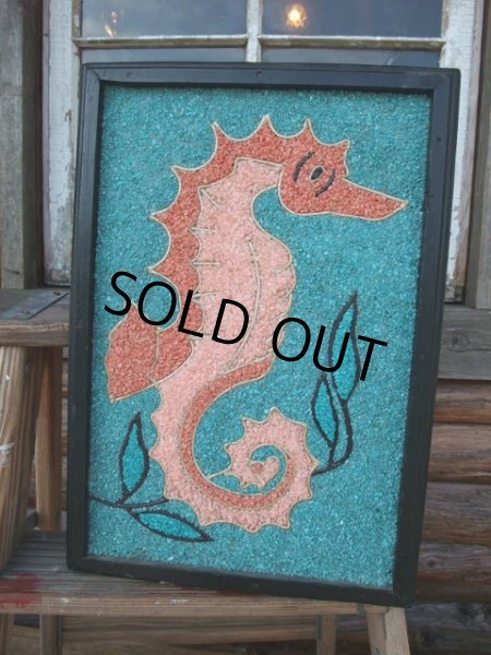 画像1: Vintage Sea Horse Art W/Frame Wall Decor (AC598) (1)