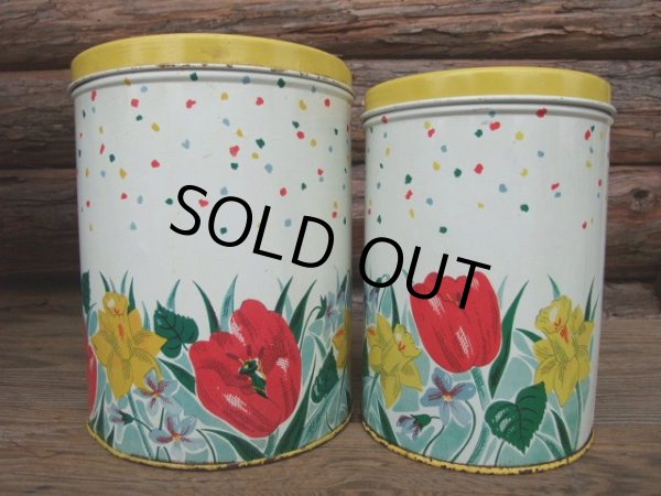 画像1: Vintage Canister 2pc Set  / Flower (AC1169) (1)