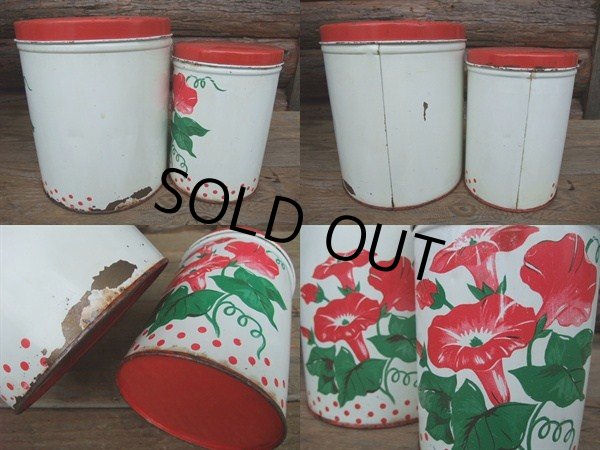 画像2: Vintage Canister 2pc Set  / Flower #B (AC-1170) (2)