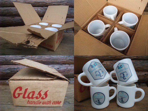 画像2: Vintage OMCO Milkglass Mug Dolphin Set (AC-1218) (2)